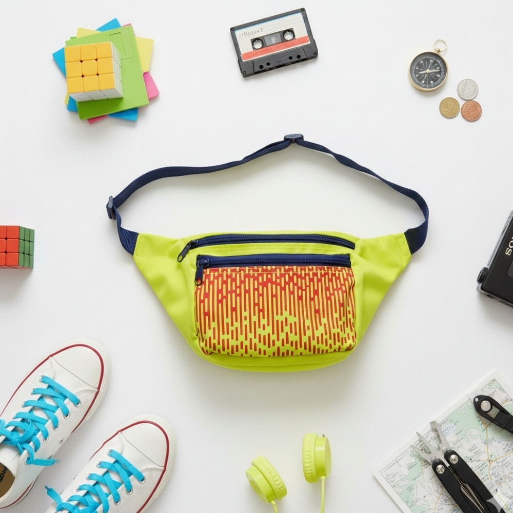 Retro 80's Neon Yellow Fanny Pack Belt Bag